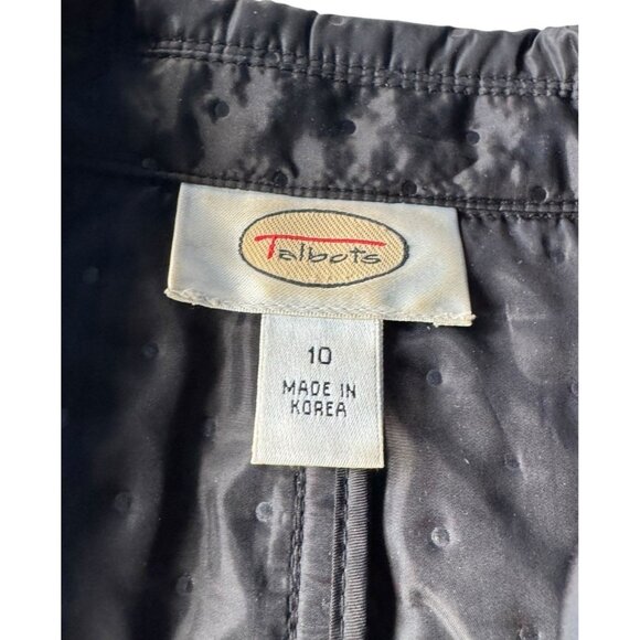 VTG Talbots Woman's Sz 10 Black Textured Polka Dots Zip Up Jacket - Picture 4 of 10